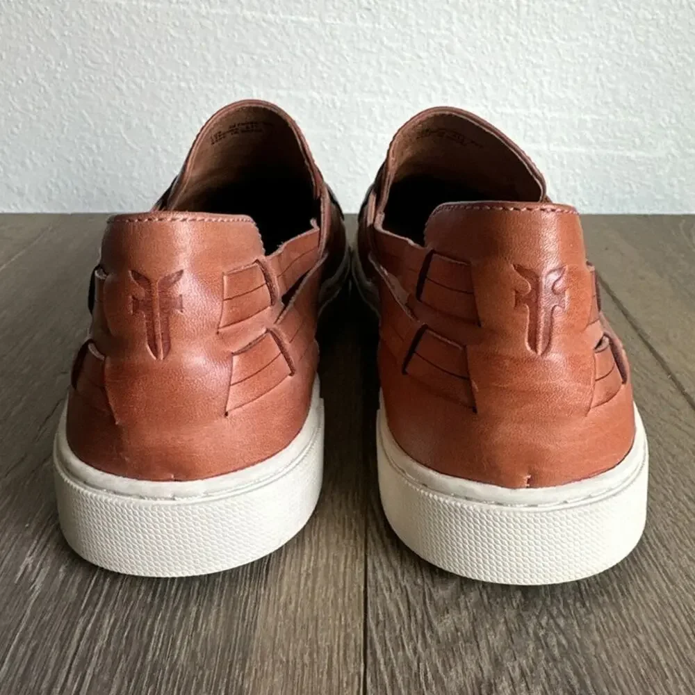 Frye Ivy Huarache Women's Woven Leather Slip-On Sneaker Cognac Size 10